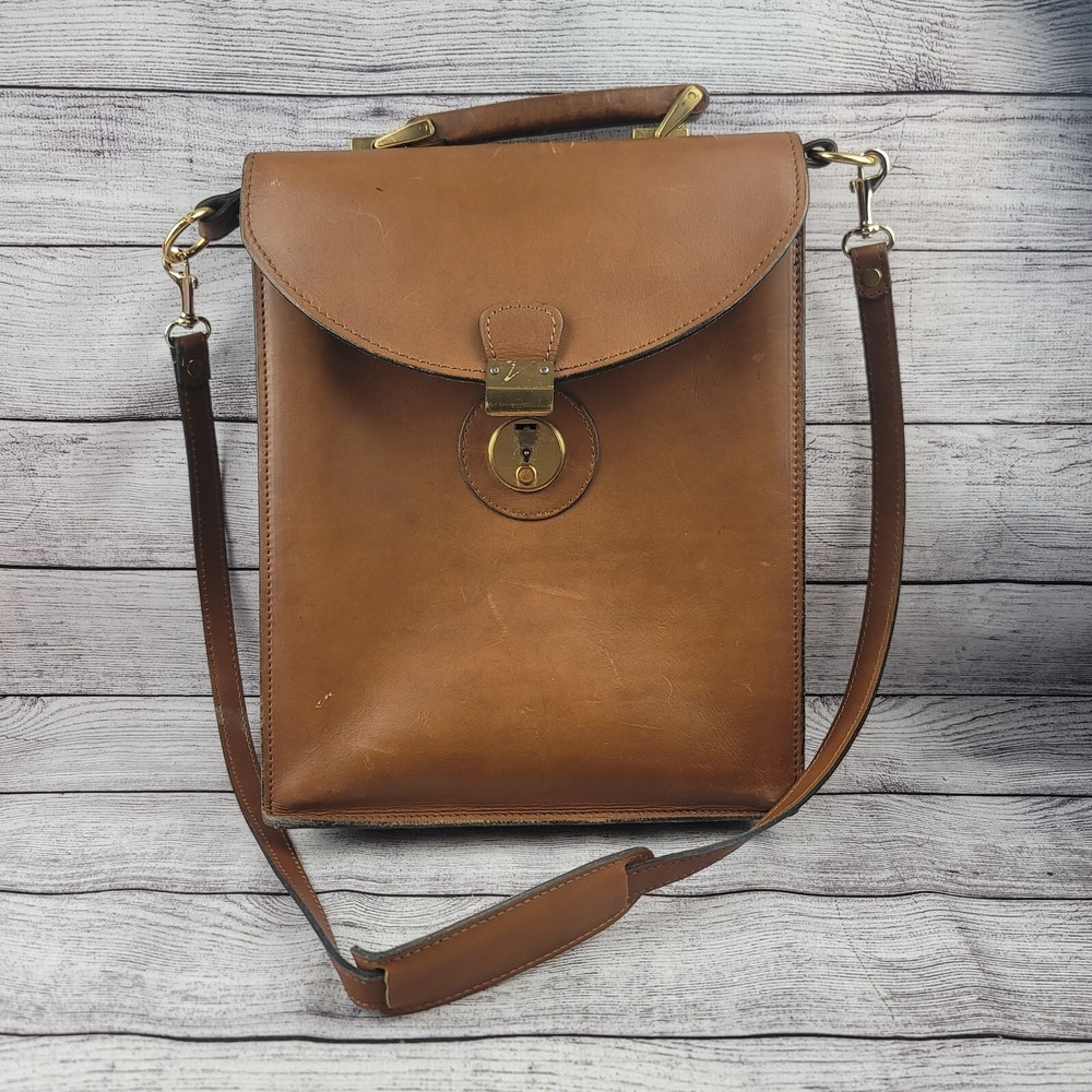 Schlesinger Brothers Brown Leather Shoulder Bag California Saddle (NO KEY)